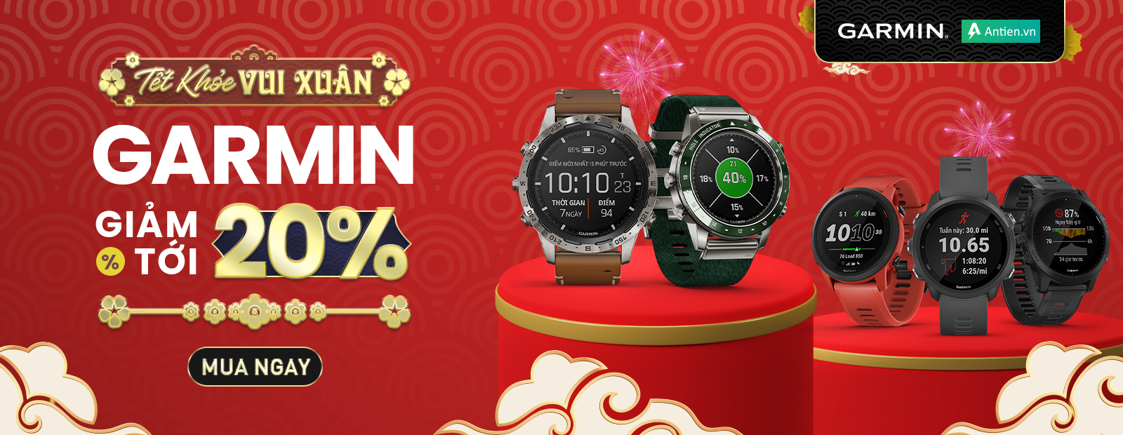 TẾT KHOẺ VUI XUÂN - GIẢM GIÁ TỚI 20% CHO CÁC DÒNG SMARTWATCH GARMIN